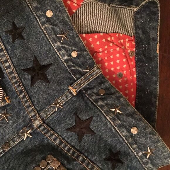 MARC JACOBS-VINTAGE DENIM SKIRT SILVER STUDS & APPLIQUES - Picture 6 of 6